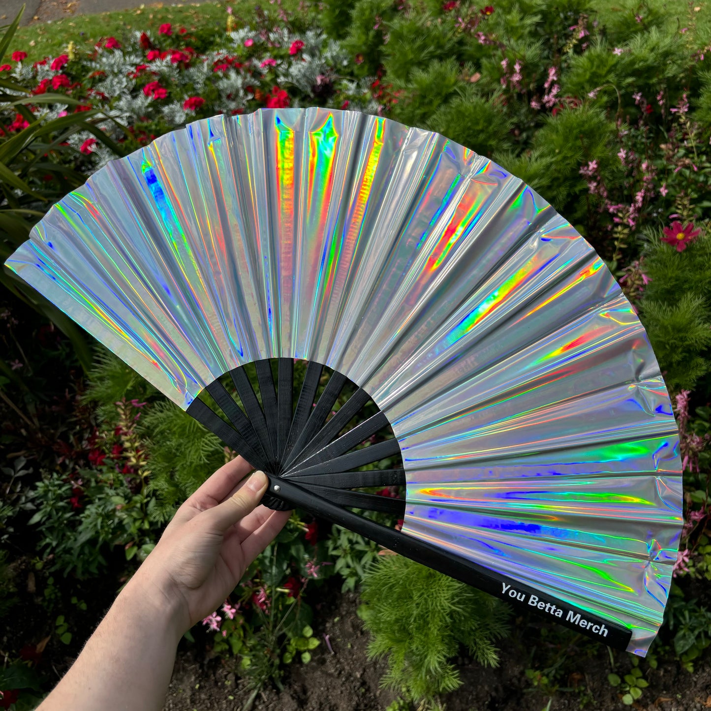 Silver Holographic Fan