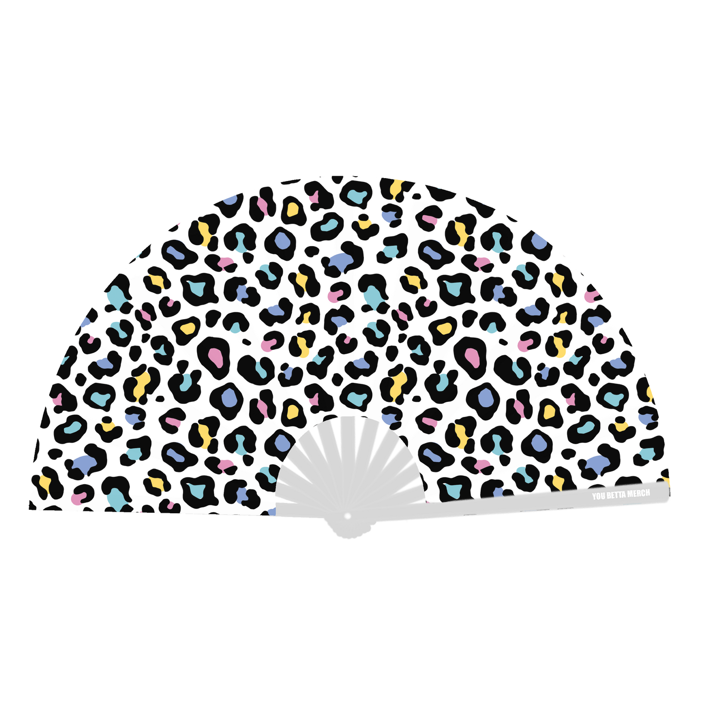 White Leopard Print Fan