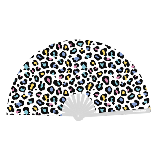 White Leopard Print Fan