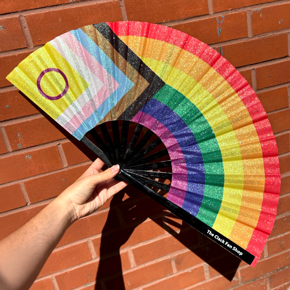 Glitter Pride Flag Fan