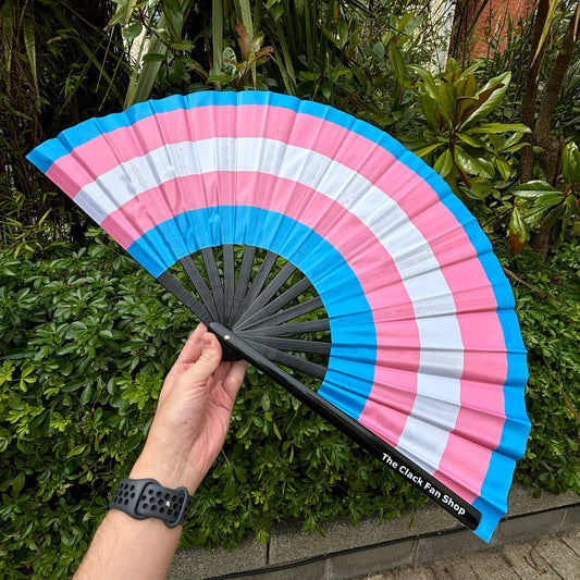 Trans Flag Fan (Black Handle)