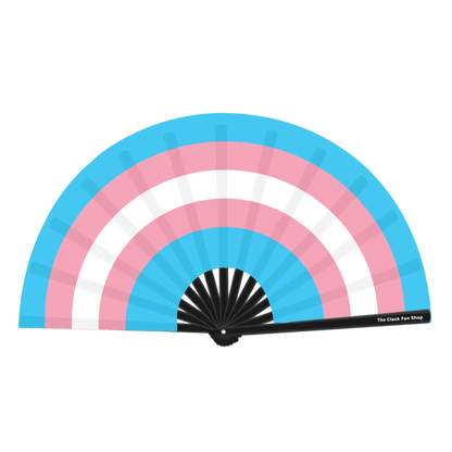 Trans Flag Fan (Black Handle)