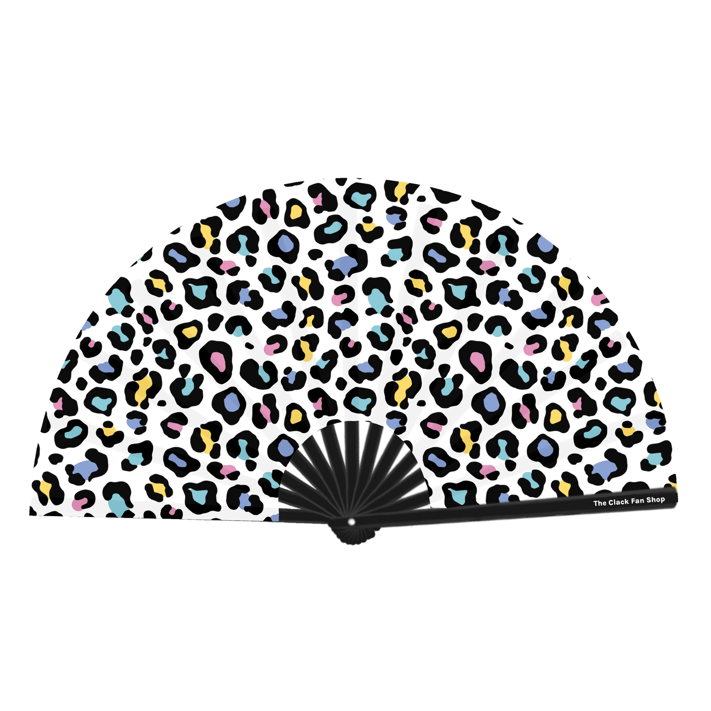 White Leopard Print Fan