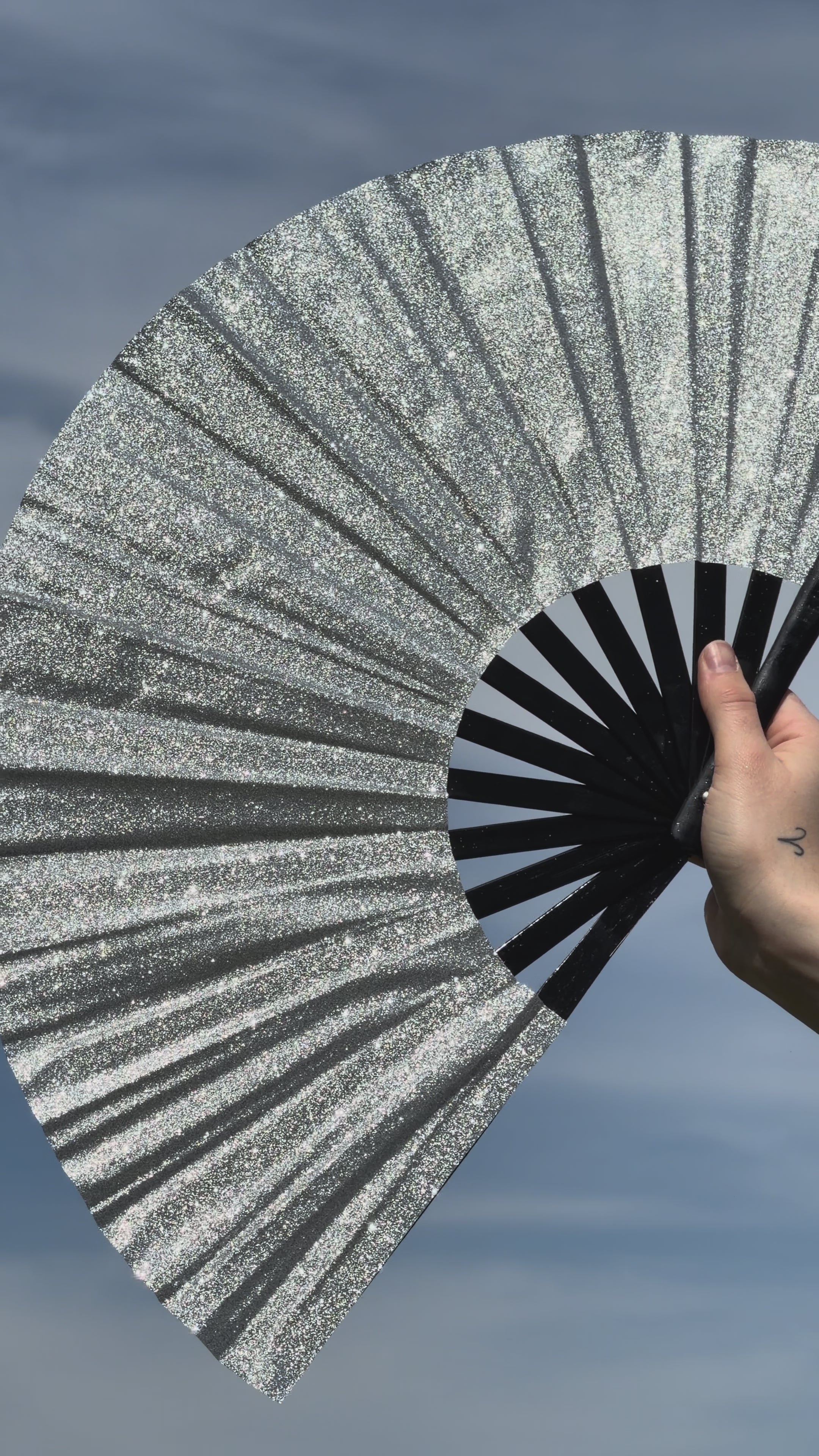 Silver Glitter Fan
